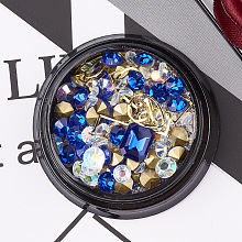 Glass Rhinestone & Brass Cabochons & Undrilled Micro Beads MRMJ-S015-003G