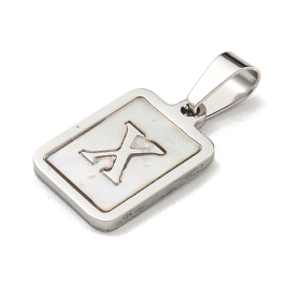 304 Stainless Steel Pave Natural White Shell Pendants STAS-S130-03P-X-1