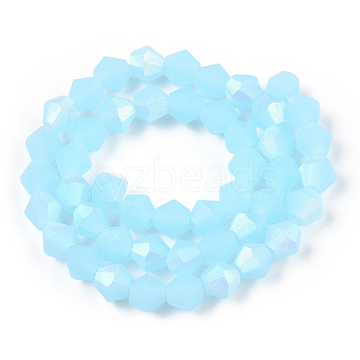 Imitation Jade Bicone Frosted Glass Bead Strands LS-EGLA-A039-J6mm-MB03-1