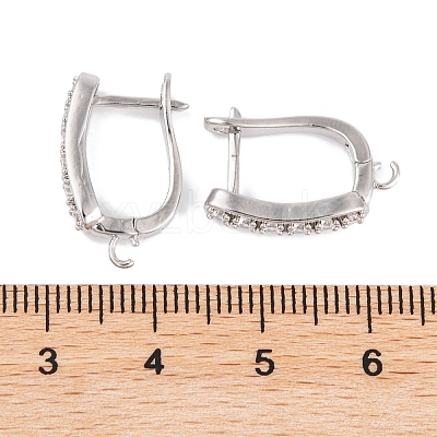 Rack Plating Brass Cubic Zirconia Hoop Earring Findings X-KK-S374-04P-04-1