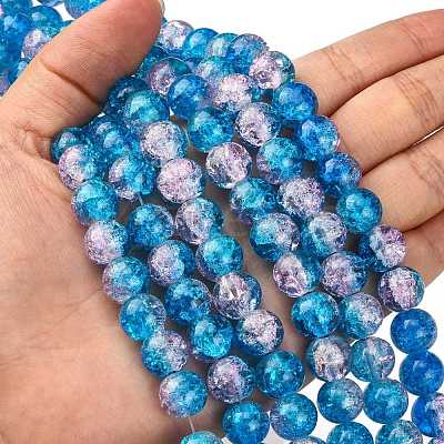 1Strand Two Tone Transparent Crackle Glass Round Beads Strands X-CCG-Q001-10mm-19-1
