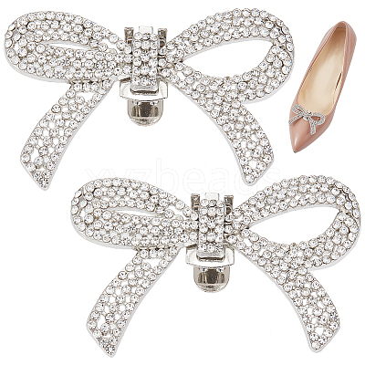 2Pcs Alloy Crystal Rhinestone Wedding Shoe Decorations FIND-CP0002-06P-1