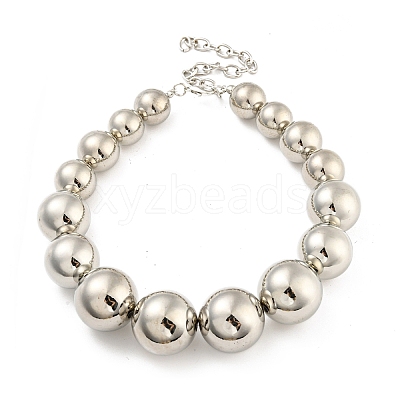 CCB Chunky Bead Ball Iron Chain Necklaces NJEW-K261-04P-1