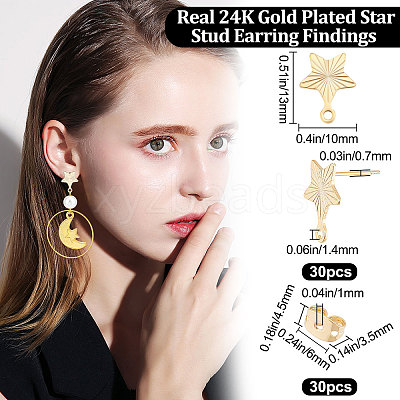 30Pcs 201 Stainless Steel Stud Earring Findings STAS-BBC0002-08-1