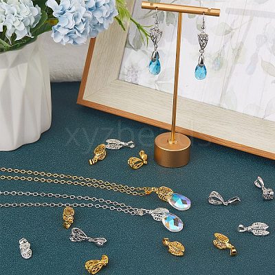 24Pcs 4 Style Filigree Rack Plating Brass Pendant Pinch Bails KK-BBC0005-85-1