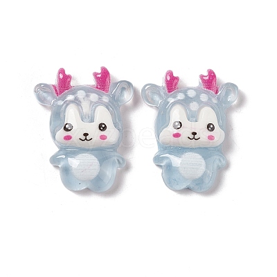 Christmas Reindeer Transparent Resin Cabochons RESI-G041-B03-1