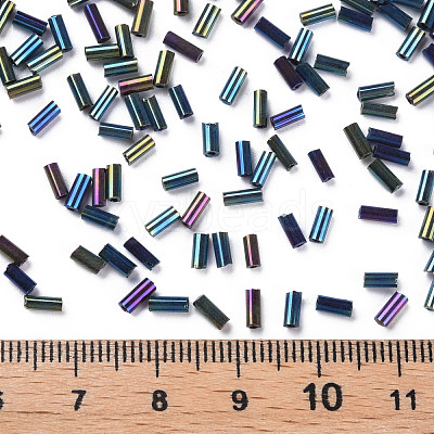Metallic Colours Glass Bugle Beads SEED-N005-001-D02-1