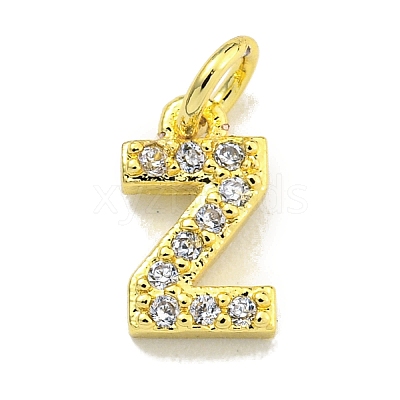 Letter Brass Micro Pave Clear Cubic Zirconia Pendants KK-K354-06G-Z-1