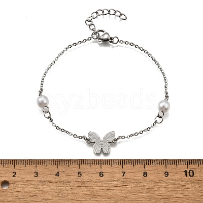 304 Stainless Steel Butterfly Link Bracelets BJEW-C098-01B-P-1