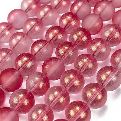 Frosted Transparent Glass Bead Strands GLAA-P065-10mm-09-1