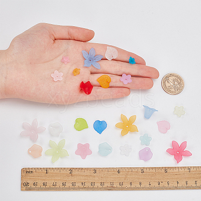 500Pcs 25 Styles Transparent Acrylic Bead Caps & Charms FACR-WR0001-01-1