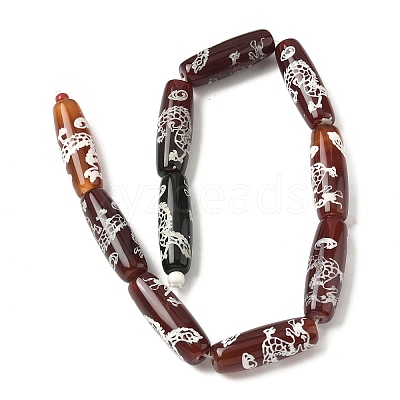 Rice Shape Tibetan Style dZi Beads Strands G-A269-A02-01-1
