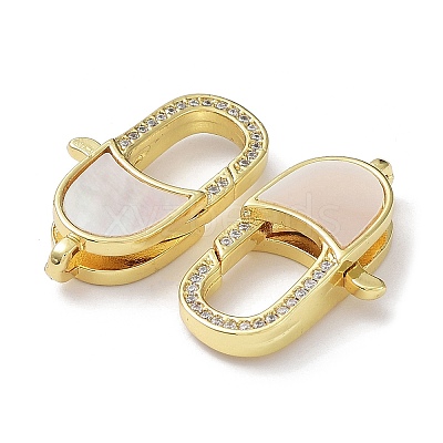 Rack Plating Brass Micro Pave Clear Cubic Zirconia Lobster Claw Clasps KK-F858-06B-G-1