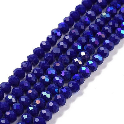 Electroplate Opaque Solid Color Glass Beads Strands EGLA-A034-P10mm-L12-1