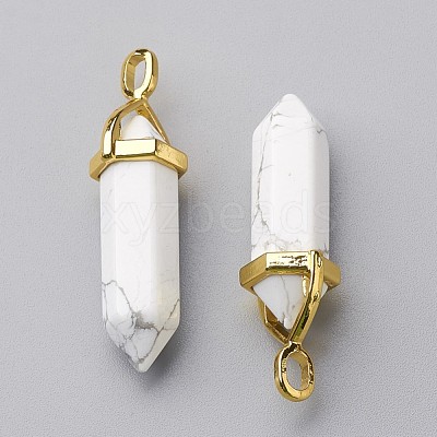Natural Howlite Double Terminated Pointed Pendants G-G902-B21-1