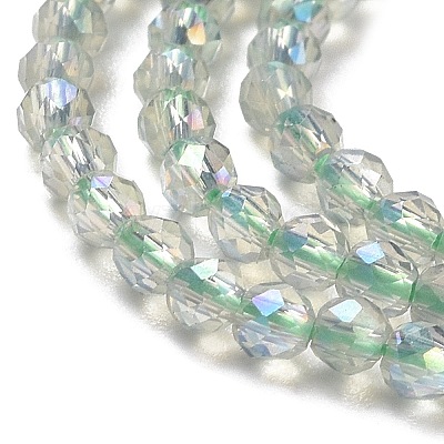 Electroplate Transparent Glass Beads Strands X-GLAA-H021-01A-FR07-1