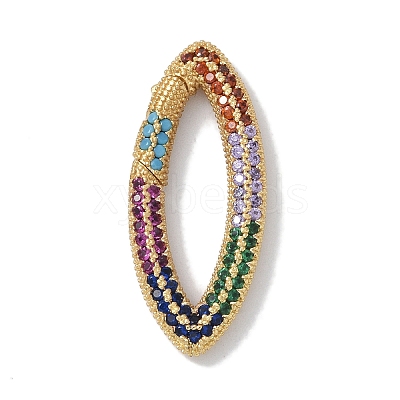 Rack Plating Brass Micro Pave Cubic Zirconia Twister Clasps KK-NH0002-09G-02-1