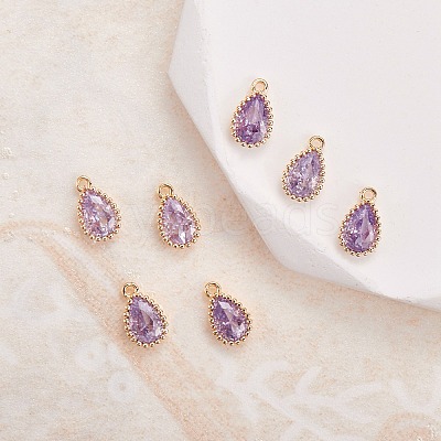 10Pcs Brass Micro Pave Cubic Zirconia Charms KK-SZ0002-47-1