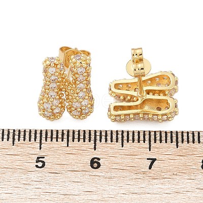 Brass Micro Pave Cubic Zirconia Stud Earrings EJEW-Z091-04G-N-1