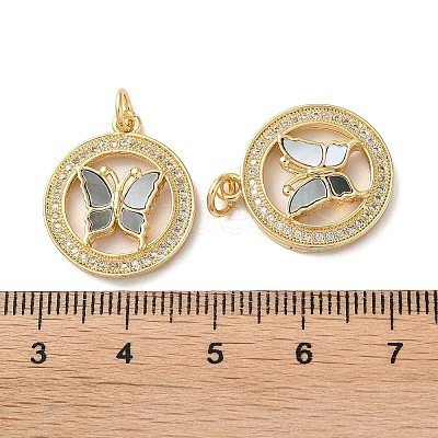 Brass Micro Pave Clear Cubic Zirconia Pendants KK-B083-37D-G-1