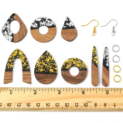 DIY Opaque Resin & Walnut Wood Earring Making Kits DIY-FS0007-84-1