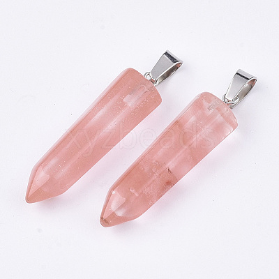 Cherry Quartz Glass Point Pendants LS-G-R220-34N-1