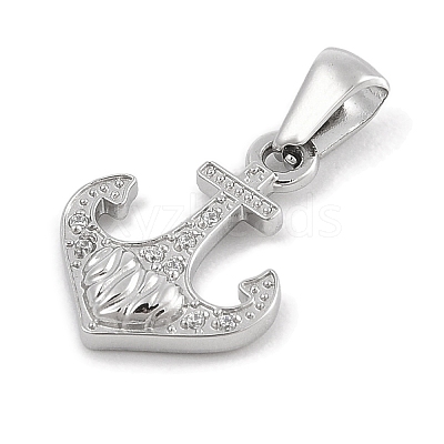 304 Stainless Steel Micro Pave Cubic Zirconia Pendants STAS-D112-03P-05-1