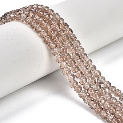 1 Strand Transparent Crackle Glass Round Beads Strands X-CCG-Q001-4mm-07-1