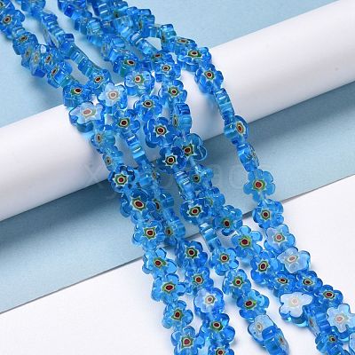 Handmade Millefiori Glass Bead Strands LAMP-J035-10mm-53-1