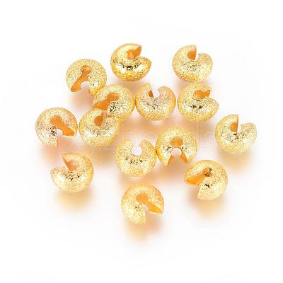 Brass Crimp Beads Covers X-KK-G016-G-NF-1