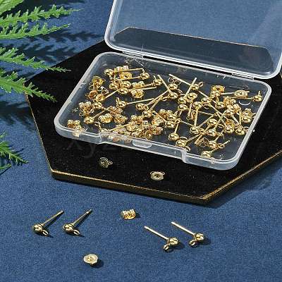 40Pcs 304 Stainless Steel Ball Post Stud Earring Findings STAS-FS0001-76G-1