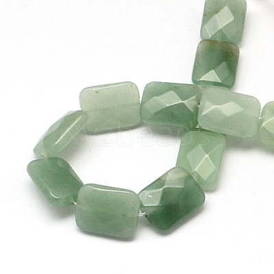 Faceted Rectangle Green Aventurine Beads Strands G-R304-12-1