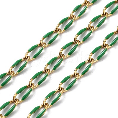 Ion Plating(IP) 304 Stainless Steel Enamel Twisted Oval Link Chains CHS-K019-02G-03-1