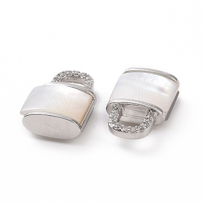 Brass Micro Pave Clear Cubic Zirconia Pendants KK-E068-VC467-1