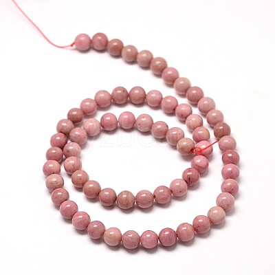 Natural Rhodonite Round Bead Strands G-G735-09-6mm-1