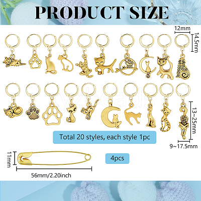 4Pcs 4 Styles Alloy Pendant Locking Stitch Markers HJEW-PH02473-1