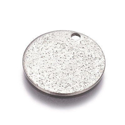 Non-Tarnish 304 Stainless Steel Textured Pendants X-STAS-I098-01-15mm-P-1