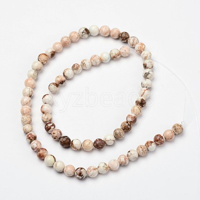 Round Natural Magnesite Beaded Strands X-G-L373-02-8mm-1