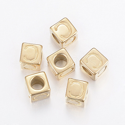 304 Stainless Steel Large Hole Letter European Beads LS-STAS-H428-01G-C-1