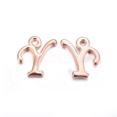 Rose Gold Plated Alloy Letter Pendants X-PALLOY-J718-01RG-Y-1