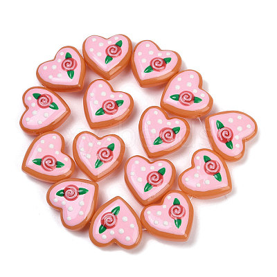 Handmade Heart Lampwork Beads Strands LAMP-P069-04B-08-1