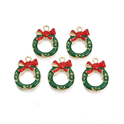 Rack Plating Alloy Enamel Pendants ENAM-N055-144-1
