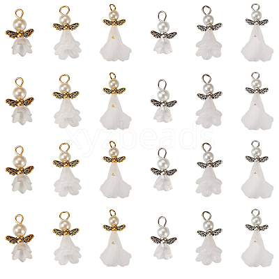 30Pcs 6 Styles Angel Frosted Acrylic Pendants FIND-TA0002-86-1