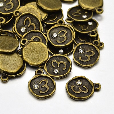 Antique Bronze Plated Alloy Rhinestone Charms ALRI-J153-03-NF-1