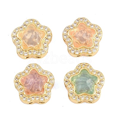 Brass Clear Cubic Zirconia Beads KK-B186-01G-1