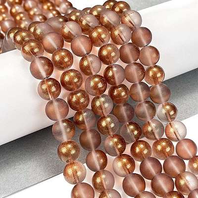 Frosted Transparent Glass Bead Strands GLAA-P065-10mm-13-1