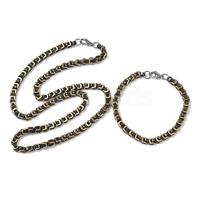 201 Stainless Steel Box Chain Necklaces & Chain Bracelets SJEW-G087-04G-1