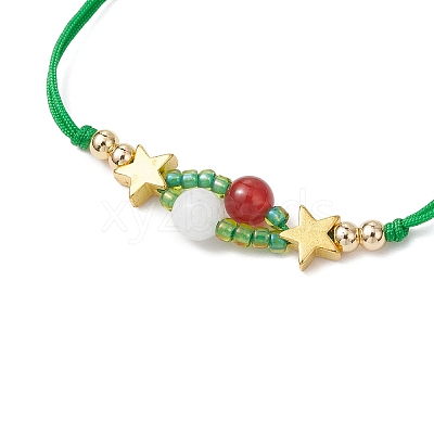 Christmas Themed Glass Seed Beads Braided Bead Bracelets for Women BJEW-MZ00189-03-1