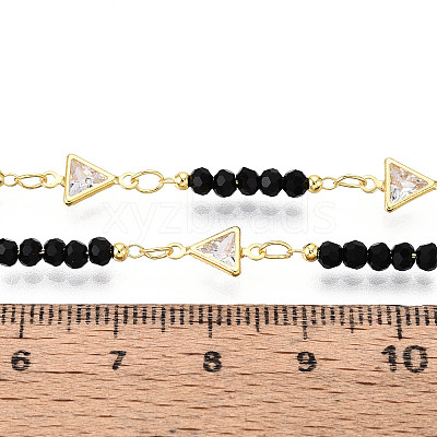 Brass Cubic Zirconia Triangle Link Chains CHC-T018-18A-G-1