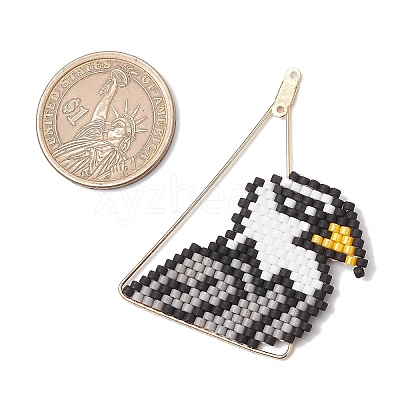 Glass Seed Beaded Eagle Pendants PALLOY-MZ00728-1